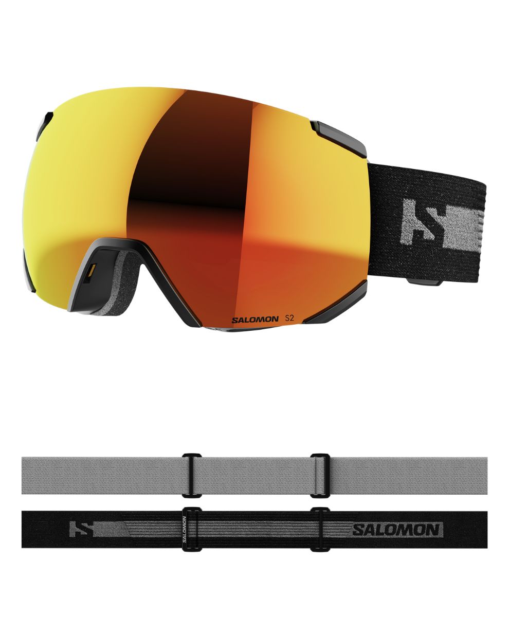 Salomon Radium Low Bridge Fit Ski Goggles - Black + Univ Mid Red