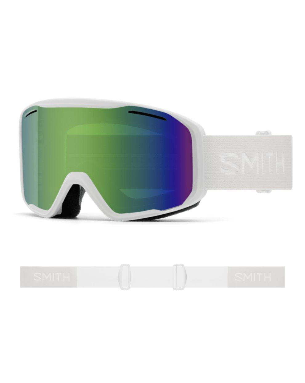 Smith Blazer Ski Goggle - White + Green Sol-X Mirror Lens