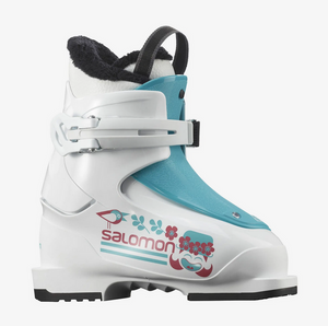 Salomon Junior T1 Girly Ski Boot - White/Scuba Blue